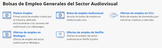 Imagen Portal Spain Audiovisual Hub sección bolsa de empleo