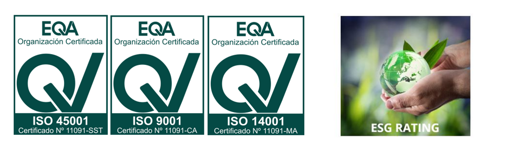 Logotipos cerificaciones ISO 9001- ISO 14001 - ISO 45001 y ESG rating