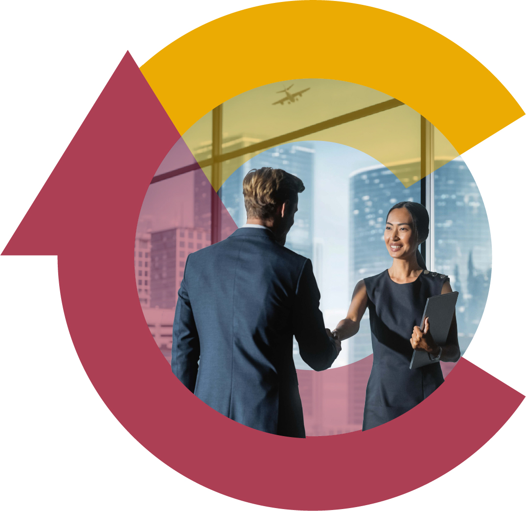 Profesionales saludándose en un entorno corporativo